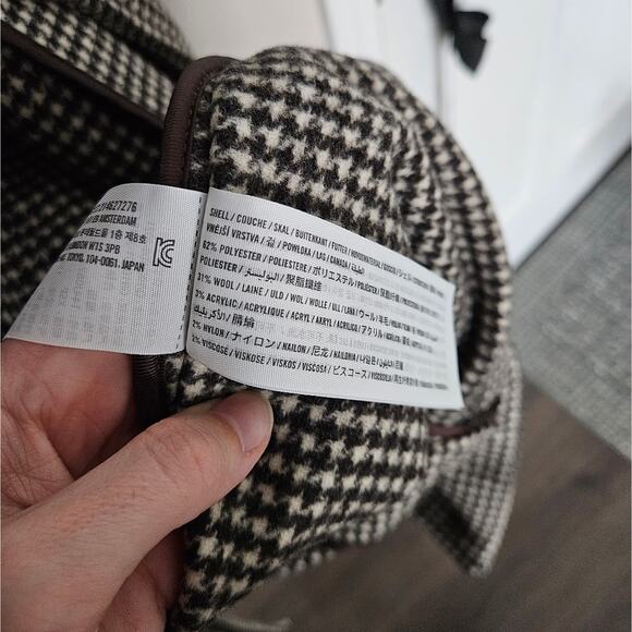 Abercrombie & Fitch Dark Brown Plaid Wool-Blend Trench Coat NWT Size XS Petite - Picture 9 of 13